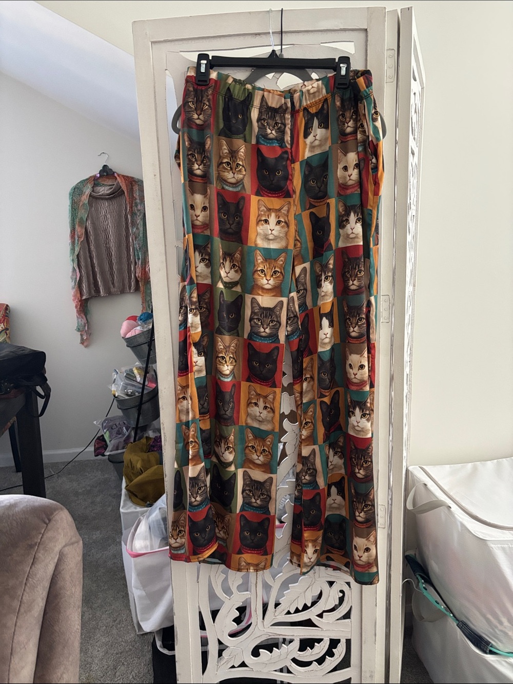 Stylish Cat Print Lounge Pants - Multicolor